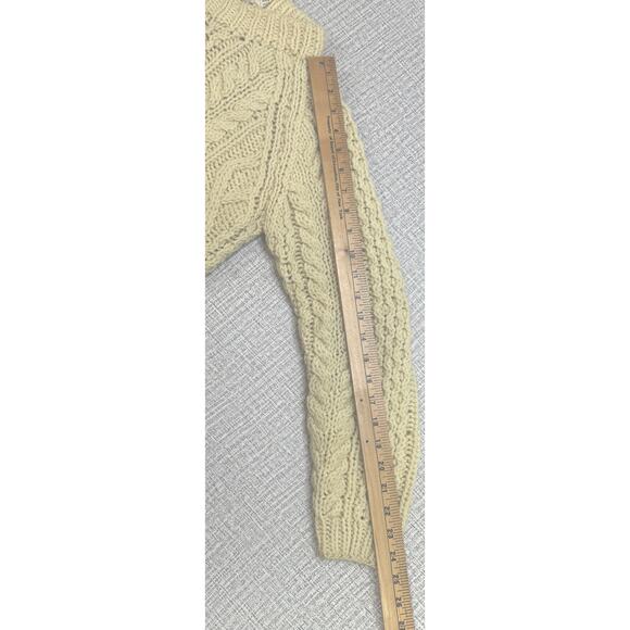 Vtg Sweater Bee Banff Italy Fisherman Sweater S Cable Knit Cream Pullover Soft - Picture 7 of 9